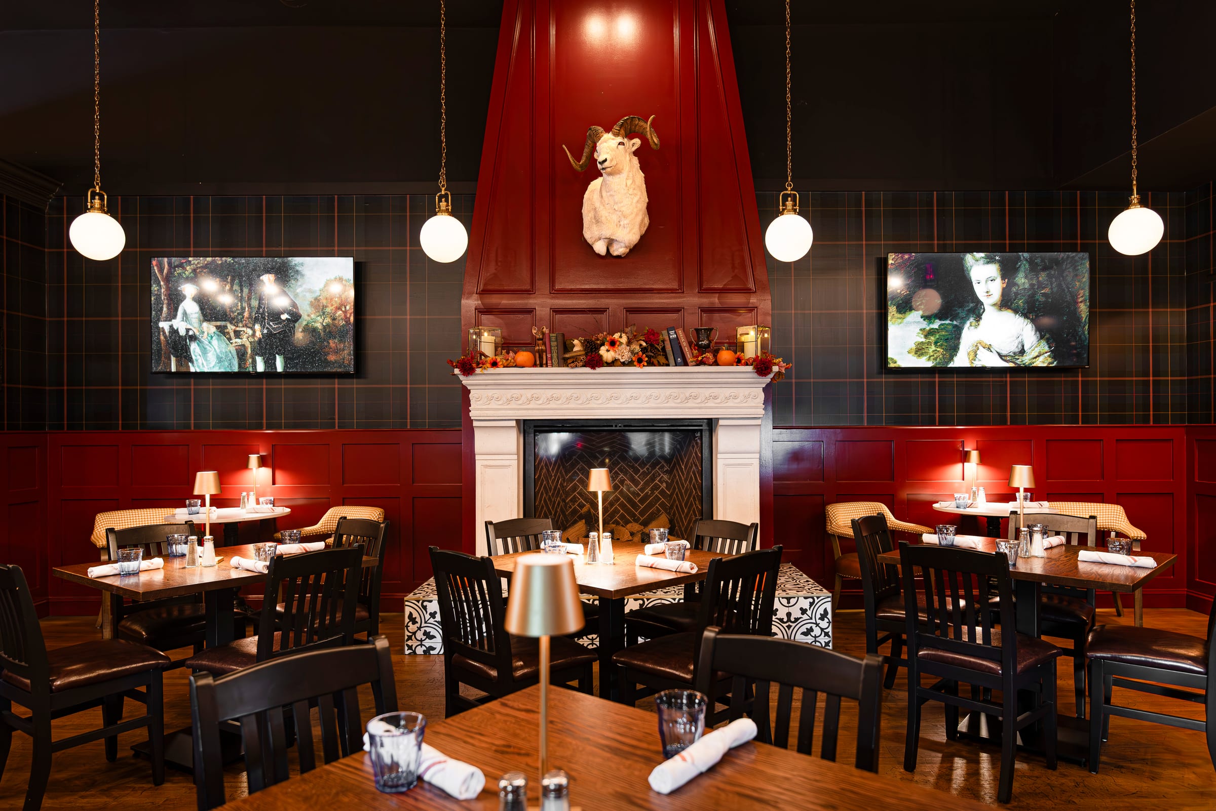 The Crown Tavern red dining room in Glen Mills, PA